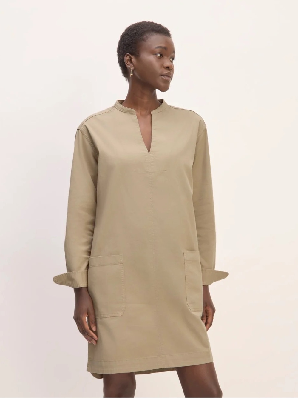 NWT Everlane THE LONG-SLEEVE UTILITY MINI DRESS, Sz L